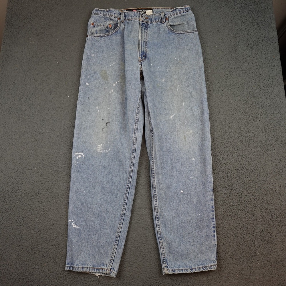Vintage Levis 520 Special Reserve Jeans Mens 38x32 Light Wash USA Paint Stains
